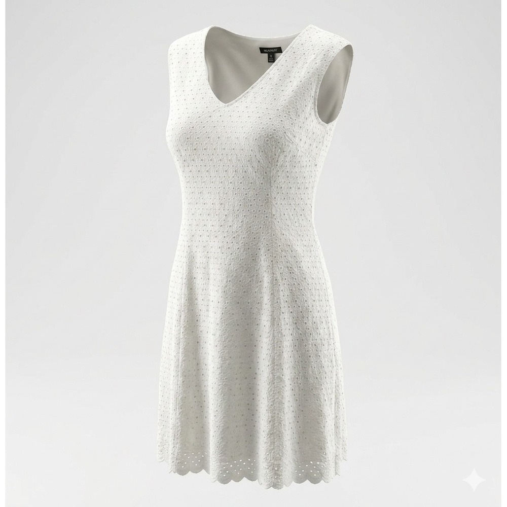 Roz & Ali Women's Ivory Colored Lace Eyelet Sleeveless Midi Dress. NWT. Size 2X